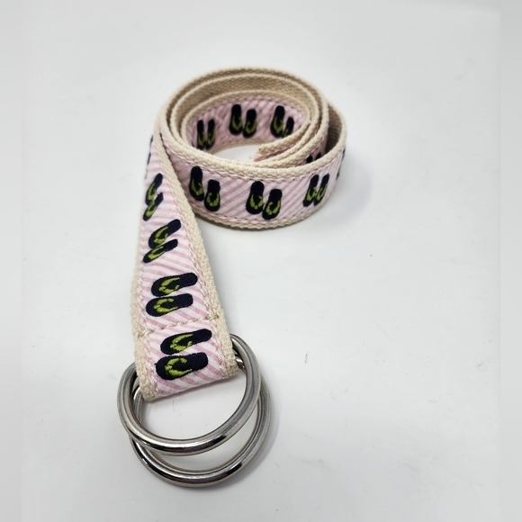 J.‎ Crew Women's Pink Stripe Fabric Flip Flop Belt Size S/M - Picture 1 of 9
